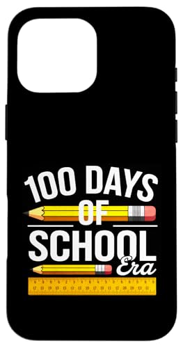 Carcasa para iPhone 16 Pro Max 100 Days of School Era Fun Vintage School Lápiz Gráfico