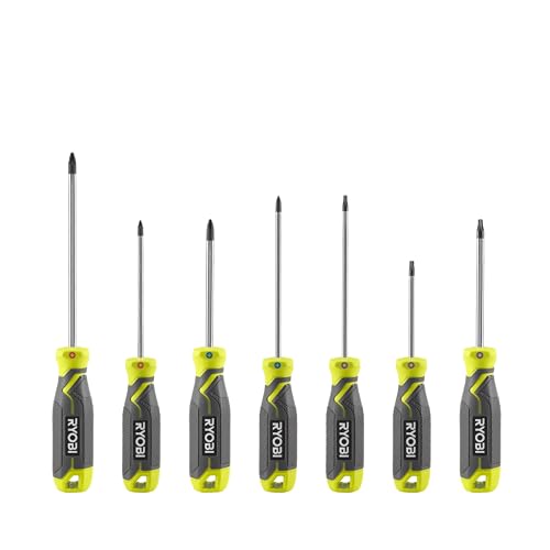 Ryobi RHSDS7PC Magnetic Screwdriver Set (7 Pieces), Green