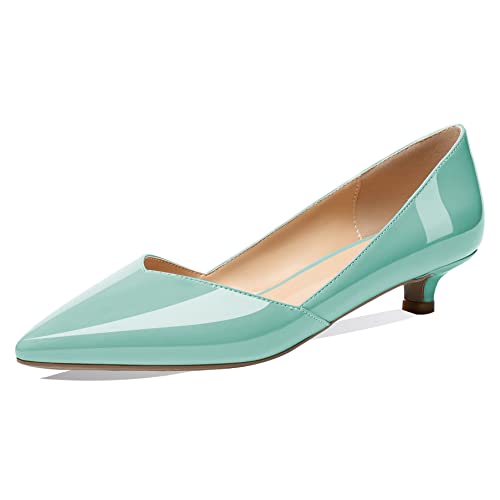 Elashe Femme Escarpins À Enfiler Bout Pointu 1.4'' Kitten Heel Chaussure Petit Talon Menthe Verte EU40 Cover