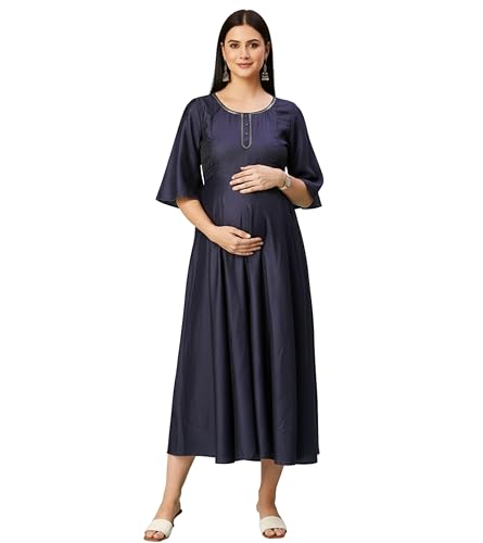 Image of DUMMY SHAPE Feeding Kurtis for Women Cotton Blend | Floral Anarkali Kurta with Dual Nursing Zippers for Pregnancy & Breastfeeding | Maternity Dresses | Gifts for Pregnant Woman