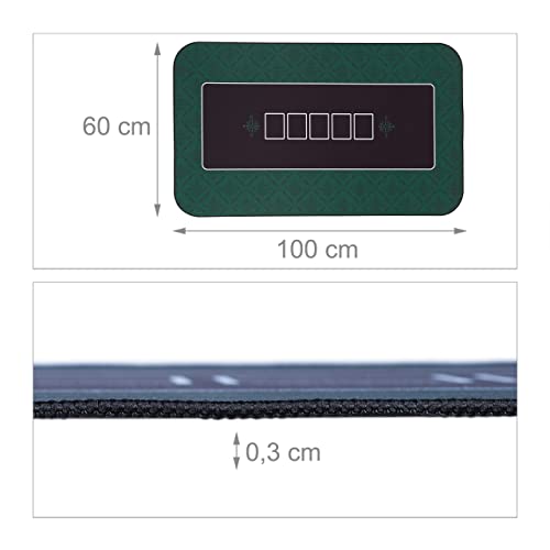 Relaxdays Poker Mat 100 x 60 cm, for all Variations Gambling Table Cover Large, Anti-Slip, incl. Protective Bag, Green, Rubber - Image 4
