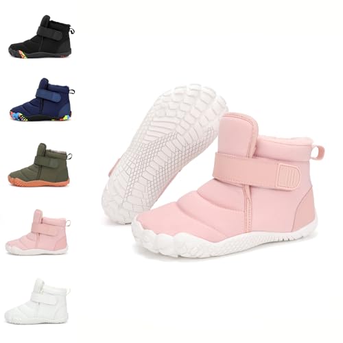Dinint Unisex Niños Barefoot Botas de Invierno,Zapatos de Trekking Barefoot Minimalistas,Cómodas Antideslizante Bota de Invierno Gr.25-36 EU