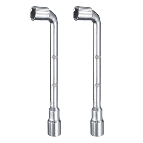 sourcing map 2pcs L Shaped Angled Hex Socket Wrench 8mm 45# Steel Double Ended Metric 6 Point Tubular Socket Spanner for General Repairing, Pipeline, Bicycle Car Maintenance