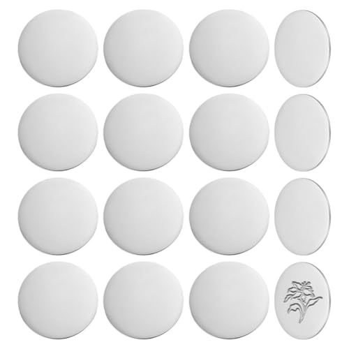 NBEADS 16 Pcs 2inch/5cm Stainless Steel Disc, Blank Metal Round Plates Steel Blank Tags Round Sublimation Blank Sheets for Crafts Metal Stamping and Jewelry DIY Making, 2×0.1 inch