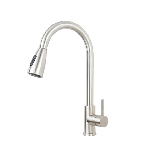 Torneira de cozinha, torneira de pia de cozinha com spray pull-down níquel escovado aço inoxidável m