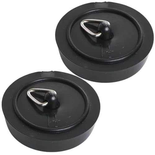 Citystores® 2 Pack 38mm Black Bath Plug Universal 1-1/2 Fit for Bathtubs, Sinks & Basins Durable Rubber Stopper Seal for Drains Easy to Install Bathroom Plug Replacement