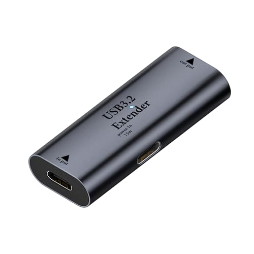 QIANRENON USB C a USB3.2 Amplificación de Señal, Adaptador Alargar 10 m USB C Entrada USB 3.2 Salida Salida de Carga de Datos a Gran Distancia Conexión de Datos 5Gbps 5V/3A, LED/Al casco, USB C 15W