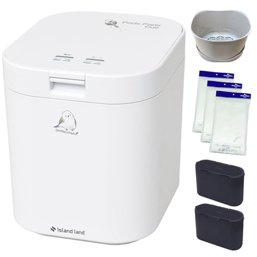 パリパリキュー 春を待つシマエナガ＆交換用バスケット＆水切ネット3袋 生ゴミ処理機 家庭用 温風乾燥式 助成金対象 フィルター2個入 PPC-11F2-SME