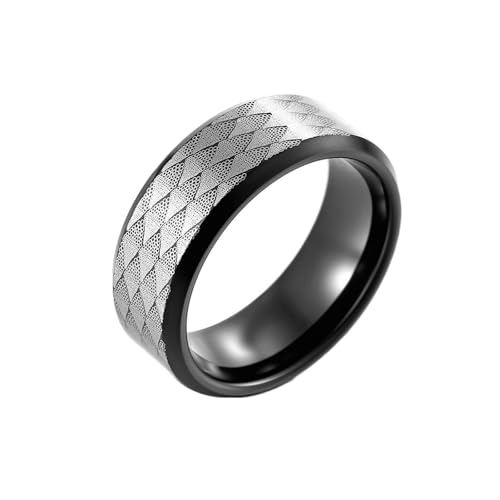 Bague noire homme tungstène alliance de fiançailles géométrique 8mm
