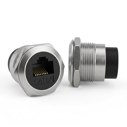 RJ45 CAT6 8P8C Panel Mount Adapter Geschirmte Buchse zu Buchse Passstück mit Wasserdichter Staubkappe Gewinde Fixed Mount Koppler CAT6A CAT5E 8P8C Netzwerk Sockel LAN Buchse und Ethercon Adapter