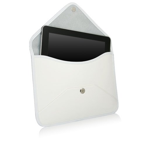 BoxWave Case Compatible with Emdoor EM-I87J - Elite Leather Messenger Pouch, Synthetic Leather Cover Case Envelope Design - Ivory White