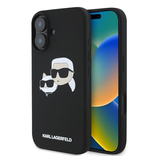 Karl Lagerfeld Case Protector Compatible with iPhone 16 Back Cover Hul - Case Compatible with Magsafe SIL Double - Black