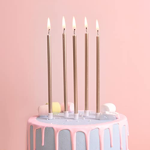 Image of PHD CAKE 36-Count Champagne Long Thin Metallic Birthday Candles, Cake Candles, Birthday Parties, Wedding Decorations, Party Candles, Cake Decorations