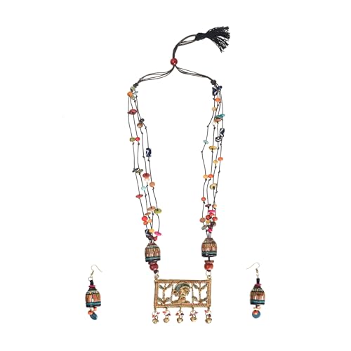 Image of AAKRITI ART CREATIONS Handcrafted Women's Jewelry Set - Elegant Ethnic Necklace and Earrings, Statement Fashion Accessories for Parties & Festivals
