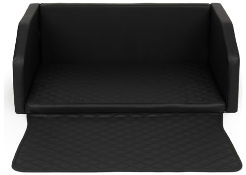 Velinda Trasportino Pieghevole per Cani Bagagliaio Auto Materasso Cintura 100x70 cm (Colore: Nero)