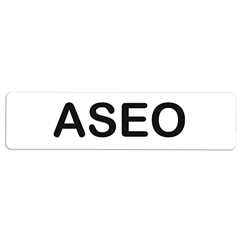 Becral® - Señal de PVC ASEO | Placa puerta PVC | Señal informativa | Cartel Puerta 200X50mm