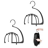 [alldeblue]ウィッグハンガー 2個入り 組み立て簡単 4パーツ 軽量型崩れ防止 ロング ショート対応 旅行や出張にも便利 (ブラック)