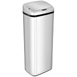 HOMCOM Papelera de Cocina 50L Cubo Basura Sensor Detector Movimiento Plata