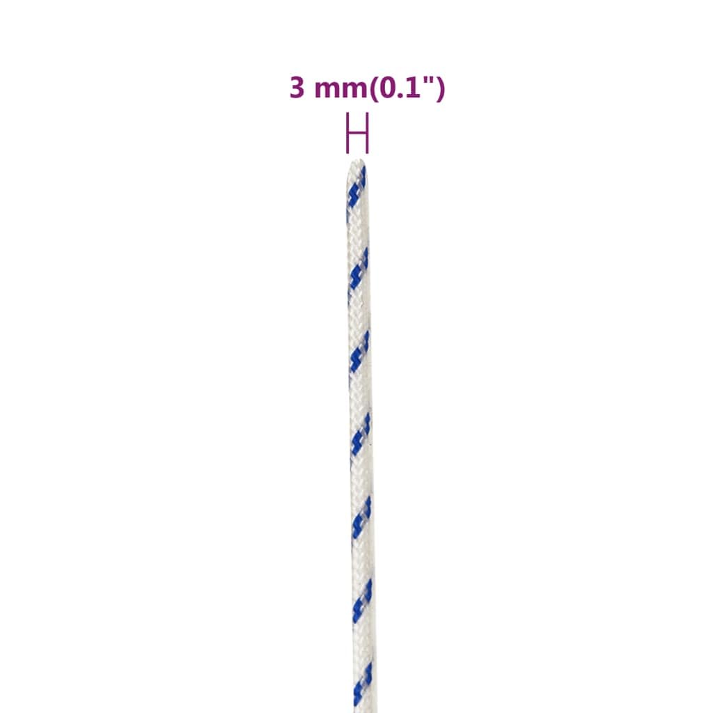 Cuerda de polipropileno blanca de 3 mm, 500 m, para velero, yate, amarre, resistente a la abrasión, resistente a la intemperie, para camping al aire libre