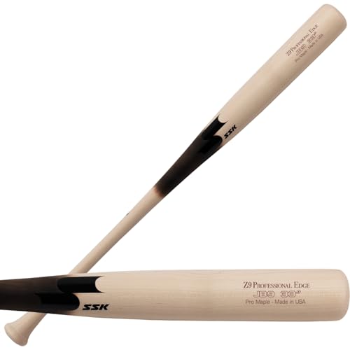 SSK Z9 Professional Edge Pro Wood Baseball Bat – Maple & Birch Wood – Made in USA - Power Balanced - Slightly End-Loaded - End-Loaded (JB9 Maple-NAT/NAT/BLK, 32.5 INCH)
