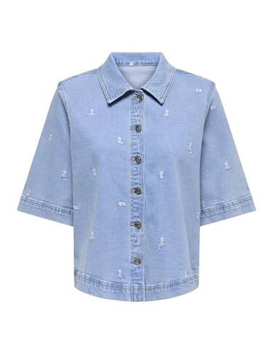 Jeanshemd Onlbella S/S EMB Shirt DNM avec détails brodés manches courtes