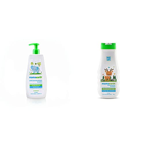 Image of Mamaearth Gentle Cleansing Natural Baby Shampoo (400 ml) & Mamaearth Dusting Powder with Organic Oatmeal & Arrowroot Powder for Babies - 300g