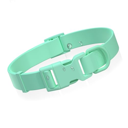 Waterproof Dog Collar, Rubber Adjustable Collars with Quick Release Buckle, Odor-Resistant, Easy to Clean Pet Collars for Small Medium or Large Dogs (Turquoise, M 11.8-18.5 inch)