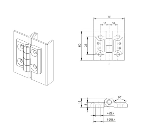 Charnière acier inoxydable CL226-1S pour atelier impression - 3