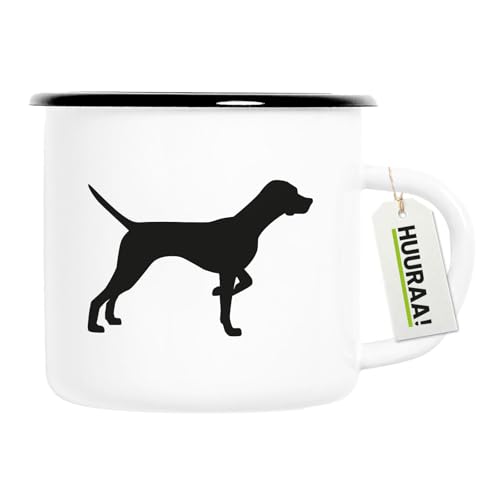 Fascino vintage: tutti Pointer inglese La tazza da campeggio è unica. Ogni tazza smaltata presenta lievi difetti e imperfezioni nella vernice, rendendola unica e un souvenir perfetto.