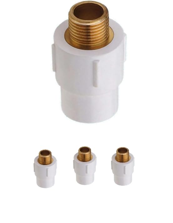 UPVC Brass Male Thread Adapter (MTA), pipe fitting, Size- ½" inch (15mm), Colour-White (3)-image-42