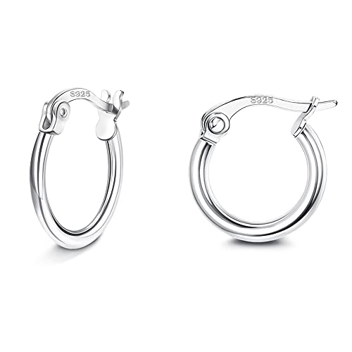 JeweBella Boucles d'Oreilles Créoles Argent Femme 925 Petites Boucle d'Oreille Creole Argent Sterling Hypoallergéniques Anneau Boucle d'Oreille pour Femme...