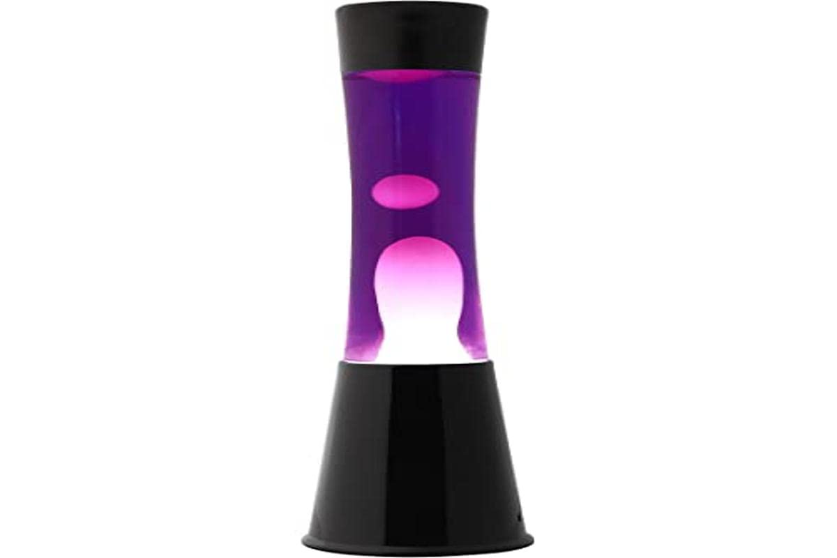 I-TOTAL® Lampada Lava Gravity Colorata – Effetto Bolle Ipnotico, Design Retrò, Cera Fluida, Luce Rilassante, Lampada Decorativa per Casa e Ufficio (Base Nera Liquido Viola Cera Bianca)