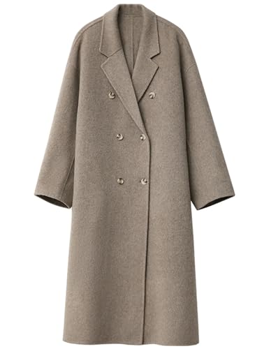 Manteau croisé oversize en laine chaud à revers larges automne hiver