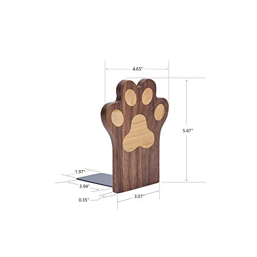 Pandapark Wood Paws Bookends,Nature Coating,Decorative Bookend (Paws-Walnut) #TOP1