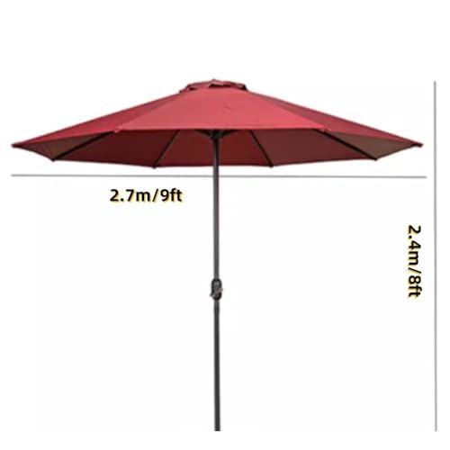 Parasol de marché imperméable bordeaux 270 cm avec 8 baleines