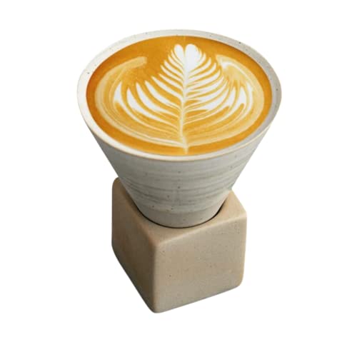Elegant Novel Design Cone Shaped Ceramic Coffee Cup with Stand | Unique Modern Style | For Hot Drinks Such as Tea Coffee or Hot Chocolate | 100ml Liquid Capacity | Stylish Home Decor Boho Style