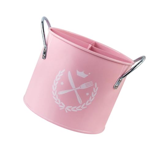 Luxshiny Cesta Organizadora de Cubiertos Rosa para Cocina, Soporte para Escurrir Palillos y Utensilios, Contenedor Compartimentos para Tenedores y Cucharas, Adecuado para Encimera