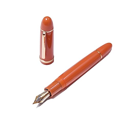 Image of SCHMIDT X159 Fountain Pen Fine Nib Gold and silver Trim for Writing and Calligraphy with Refill Ink Converter (orange (Gold trim))