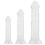 Anal Plug Training Sets，XINBALE 9.64/8.07/7 Inch Super Long 3 Sizes Transparent Anal Dildos with Strong Suction Cup Anal Prostate Vaginal G-Spot Sex Toys for Women Men and Couples