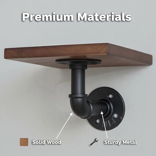 BIXIRAO Industrial Rustic Modern Wood Ladder Pipe Wall Mounted Floating Shelves - Set of 3 Bookshelf,DIY Storage Shelving,Hung Bracket,Bookcase (Set of 3 Ladder Shelves)