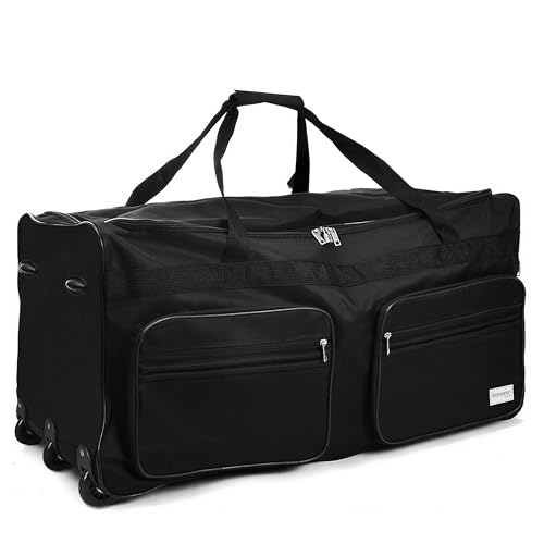 Monzana® Sac De Voyage à roulettes Noir - Sac de Sport 85L avec poignée télescopique - Trolley Valise Duffle Bag Weekender avec Cadenas - 70x36x34cm