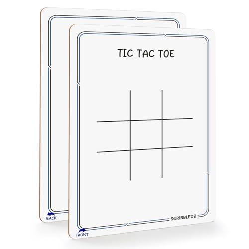 SCRIBBLEDO Tic Tac Toe Game Dry Erase Board 9x6 Inch Double-Sided Whiteboard Reusable Classroom Learning Tool Fun Drawing Writing Table Games for Seniors Small Board for Home & School