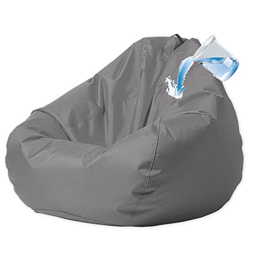 Outdoor Waterproof Bean Bag Cover (No Filler) Garden Beach Swimming Pool Floating Beanbag Pouf Chair Oxford Kids Adults(Gray L-D80cm-cover)