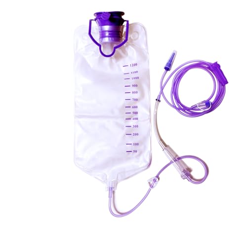 Drip Bags 1200ml Nutrition Bag with Large Bore Regulator Tube Reusable Gravity Fluid Bags 1 Pcs