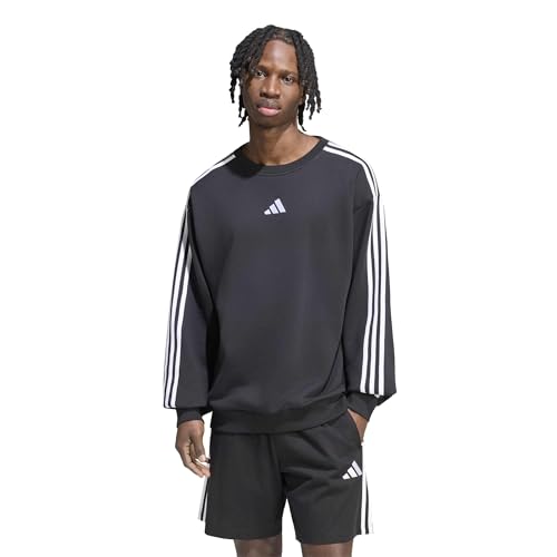 adidas Homme Essentials 3-Stripes French Terry Sweatshirt, Black/White, XXL