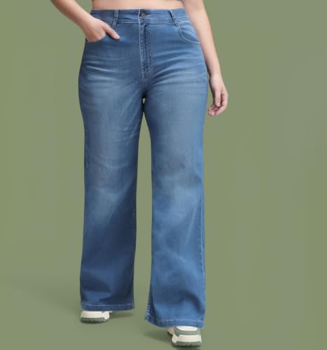 Image of Miss Chase A+ Women's Wide Leg High Rise Regular Length Stretchable Denim Jeans