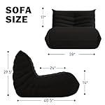 Bean Bag Chair, Memory Foam Bean Bag Sofa Large Bean Bag Chair for Adults, Bean Bag Chairs for Teens with High Density Comfortable Foam, Memory Foam Lazy Sofa for Living Room, Bedroom (Black) - Image 2