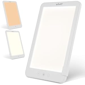 Vive Light Therapy Lamp – 10000 Lux UV-Free Sun Lamp – LED Artificial Sunlight – Vitamin D Happy Light – Seasonal & Winter Blues – Adjustable Stand, Brightness & Color Temperature