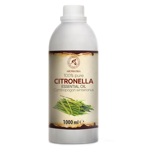 Olio Essenziale di Citronella 1000 ml - Cymbopogon Winterianus - Naturale e Puro - Olio essenziali per Diffusori - Profumi per la Casa - Saponi e Candele - Sauna - Aroma Fresco - Aromaterapia