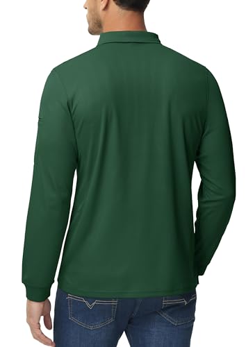 Image of MAGCOMSEN Men's Long Sleeve Golf Polo Shirts Collared Athletic Quick Dry Lightweight Work Shirts